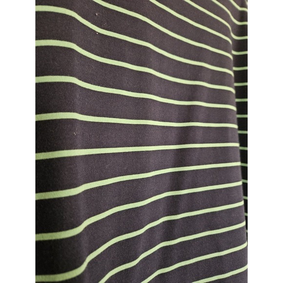 Mens Polo Golf Moisture Wicking Shirt Size L Navy Blue Green Stripes - Picture 7 of 7